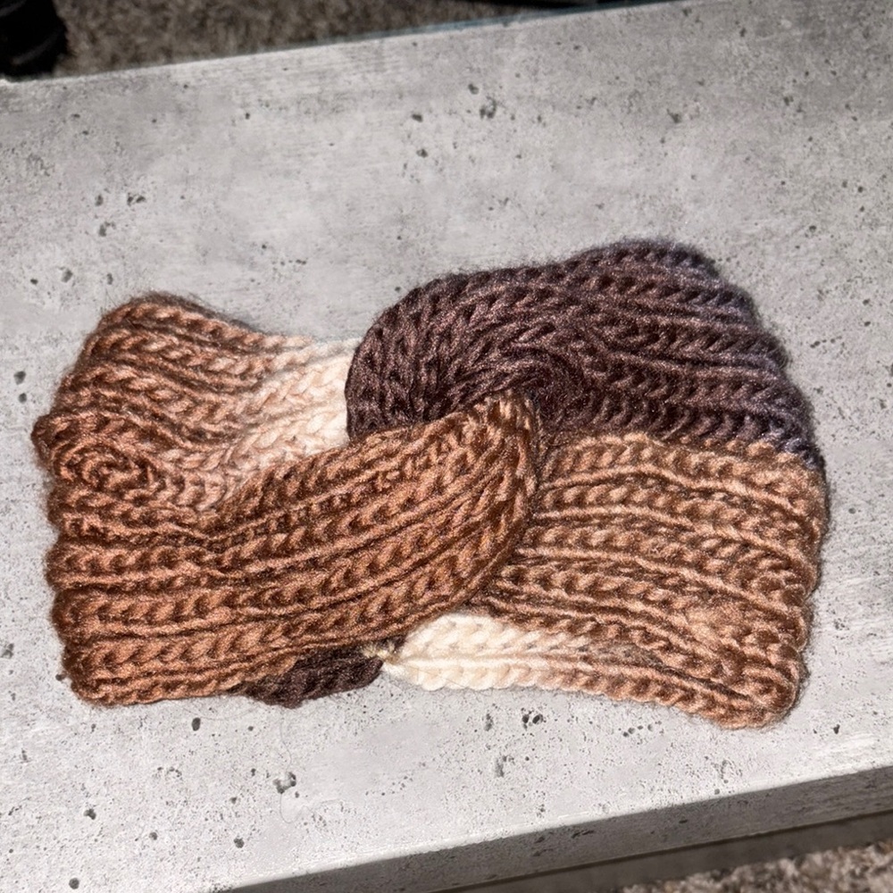 Brown and Cream Knit Headband